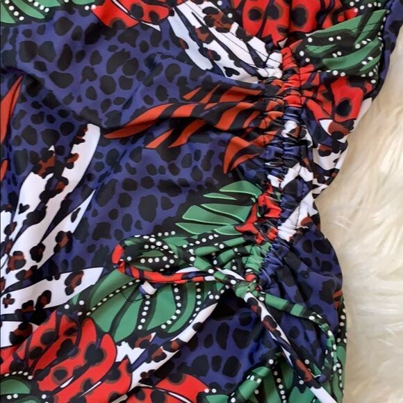 Tropical Forest Lace Up Waist One Piece Swimsuit M - Picture 8 of 13